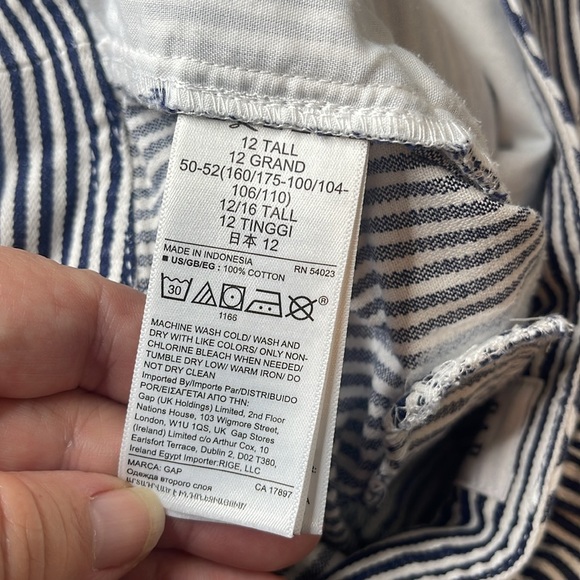 GAP High Rise Blue White Stripe Denim Shorts 12 Tall - Picture 9 of 14